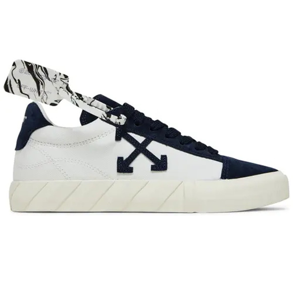 Off-White Low Vulcanized Canvas and Suede Sneakers White/Navy Women's EU 38 - Picture 1 of 7